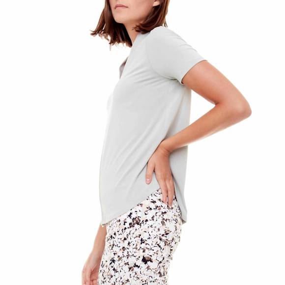 NEW UP! bamboo short sleeve vneck top in sage green - Picture 2 of 3